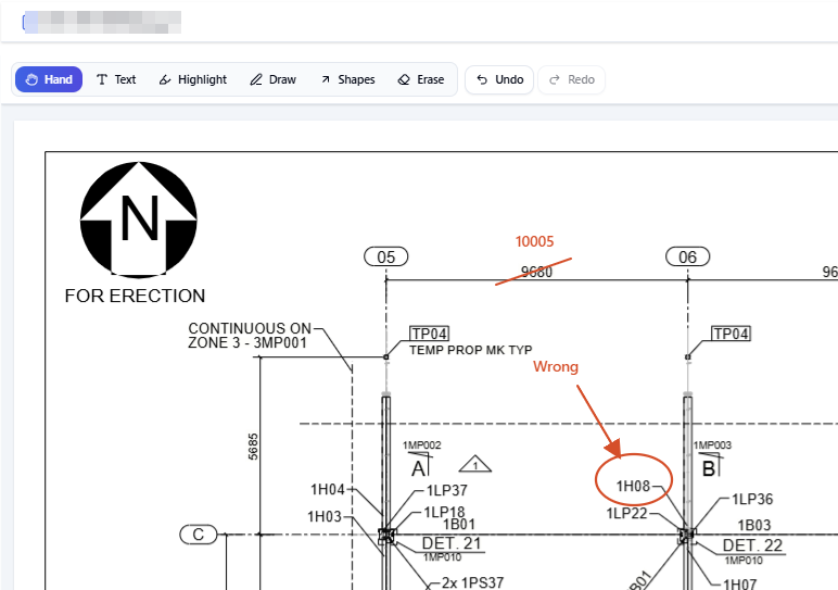 SubbieSure drawing markup with text, shapes and highlights