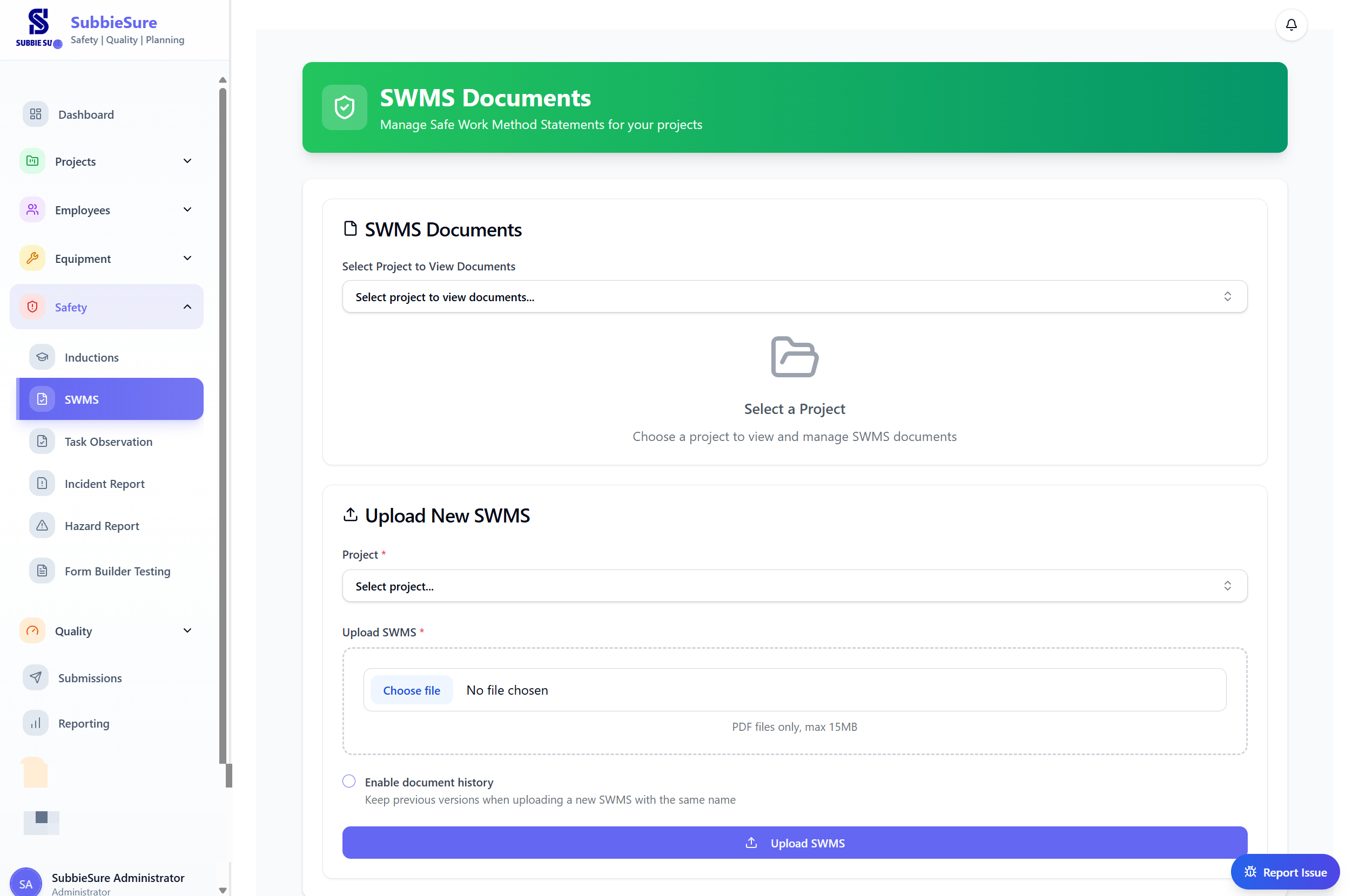 SubbieSure Digital SWMS